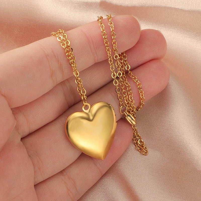 PHOCKSIN Locket Necklace for Women Black/Gold/Silver Locket Necklace Oval/Round/Heart Photo Necklace New Years Gifts for Girls - Image 2